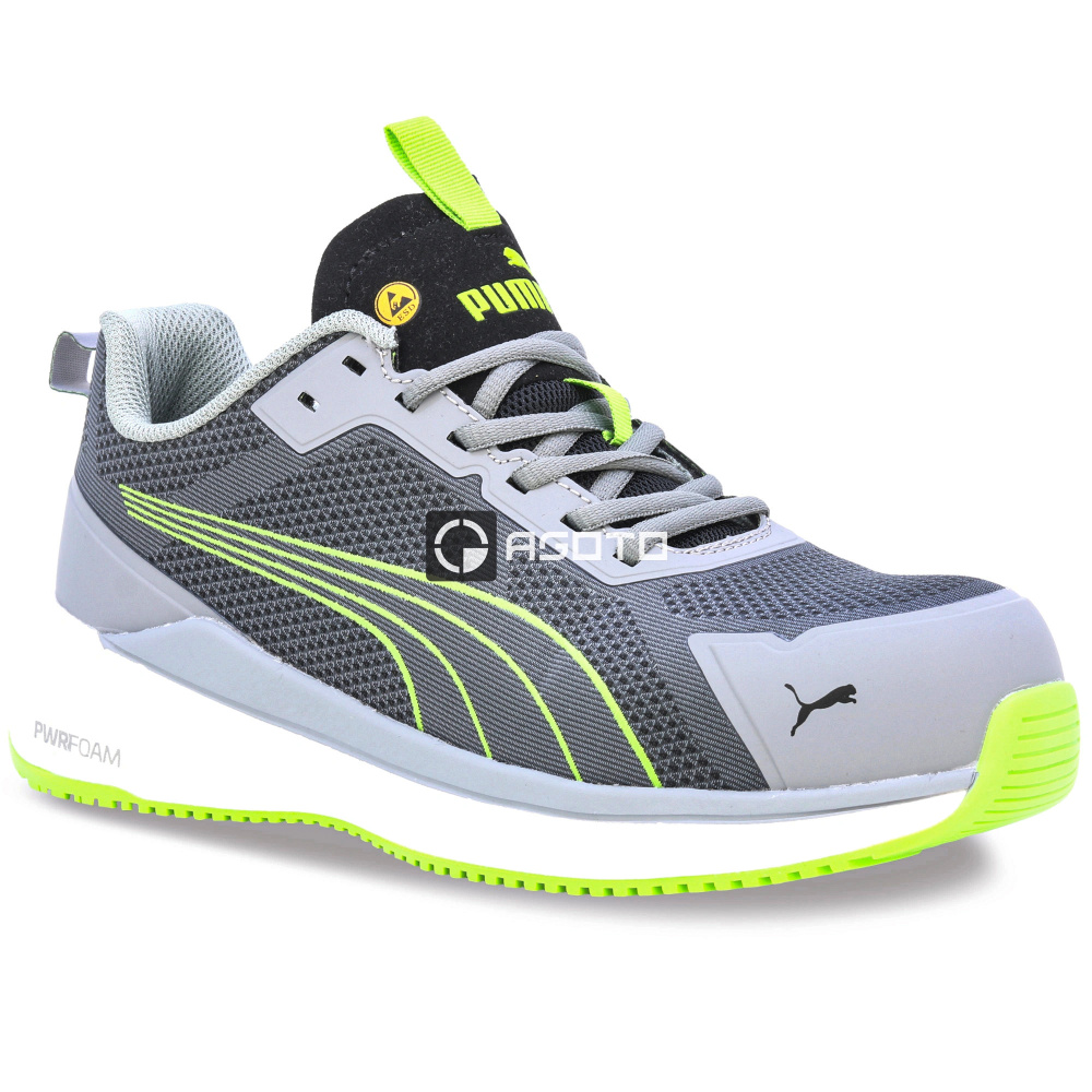 részlet PUMA Slide Low S1PS ESD grey/green munkavédelmi cipő