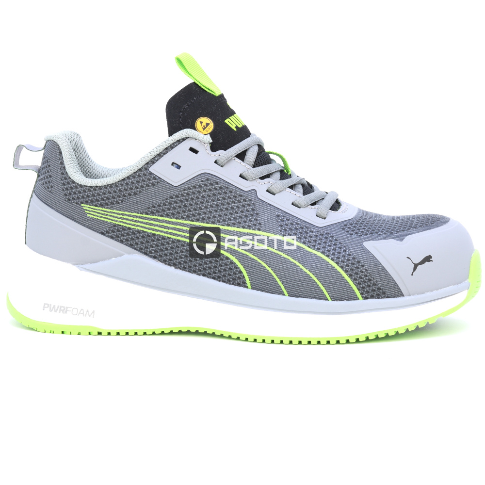részlet PUMA Slide Low S1PS ESD grey/green munkavédelmi cipő