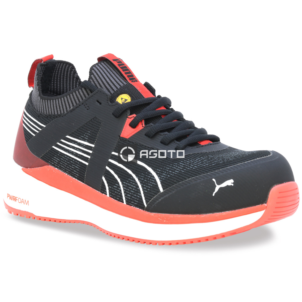 részlet PUMA Turbo blk/red Low S1PS ESD munkavédelmi cipő