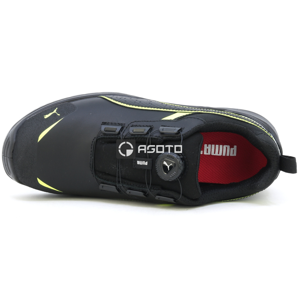 részlet PUMA Krypton Disc S3 ESD férfi munkavédelmi félcipő fekete, gyorsfűző rendszerre