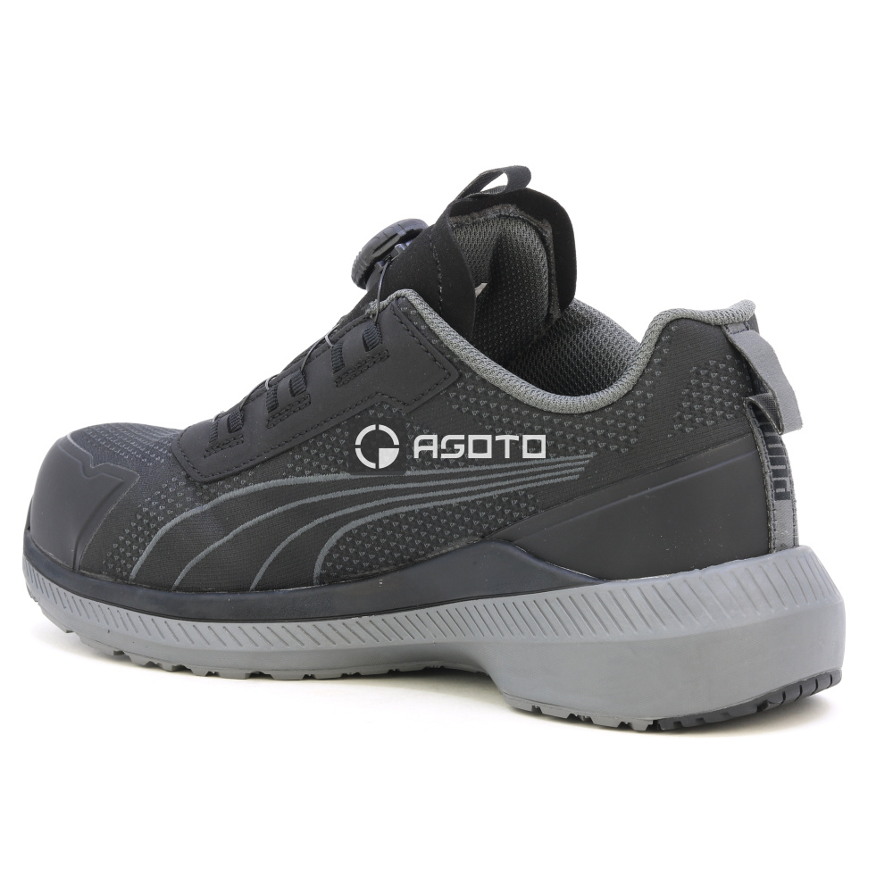 részlet PUMA Slide DISC S1P ESD fekete férfi munkavédelmi félcipő gyorsfűzéssel