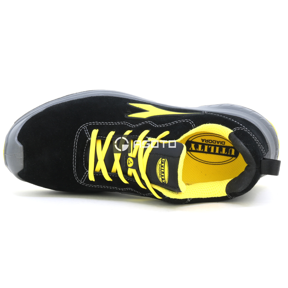 részlet DIADORA Flash Low S3 ESD fekete férfi bőr és könnyű munkavédelmi cipő