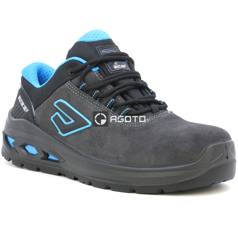 részlet BICAP Rajin S3 szürke férfi bőr munkavédelmi cipő könnyű és kényelmes