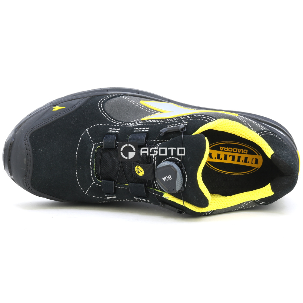 részlet DIADORA Run Low S3S fekete férfi bőr munkacipő BOA gyorsfűző rendszerrel