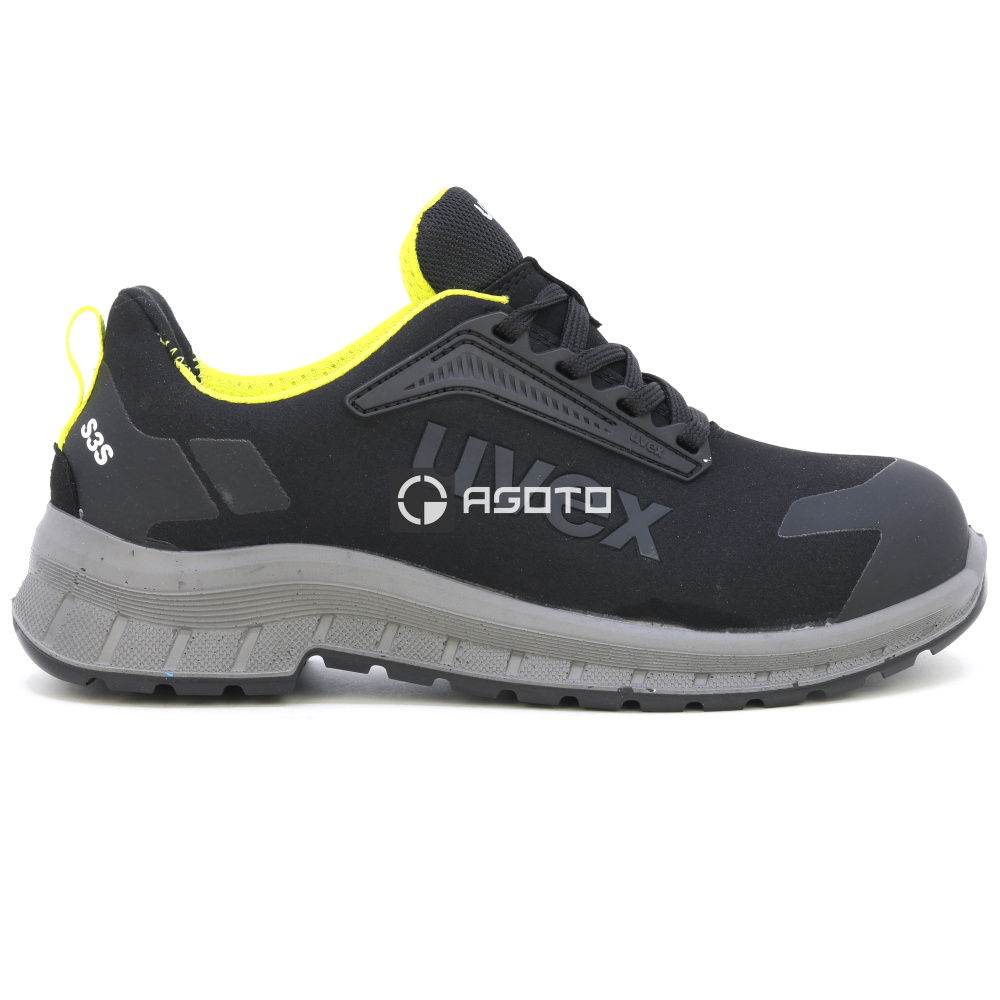 részlet UVEX Trend 2 low S3S fekete férfi bőr könnyű és kényelmes munkacipő, 11-es széle