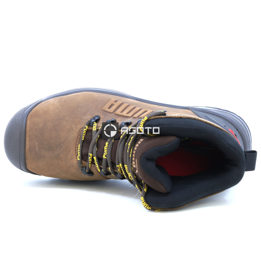 részlet PUMA Iron HD Brown Mid S3 munkavédelmi bakancs