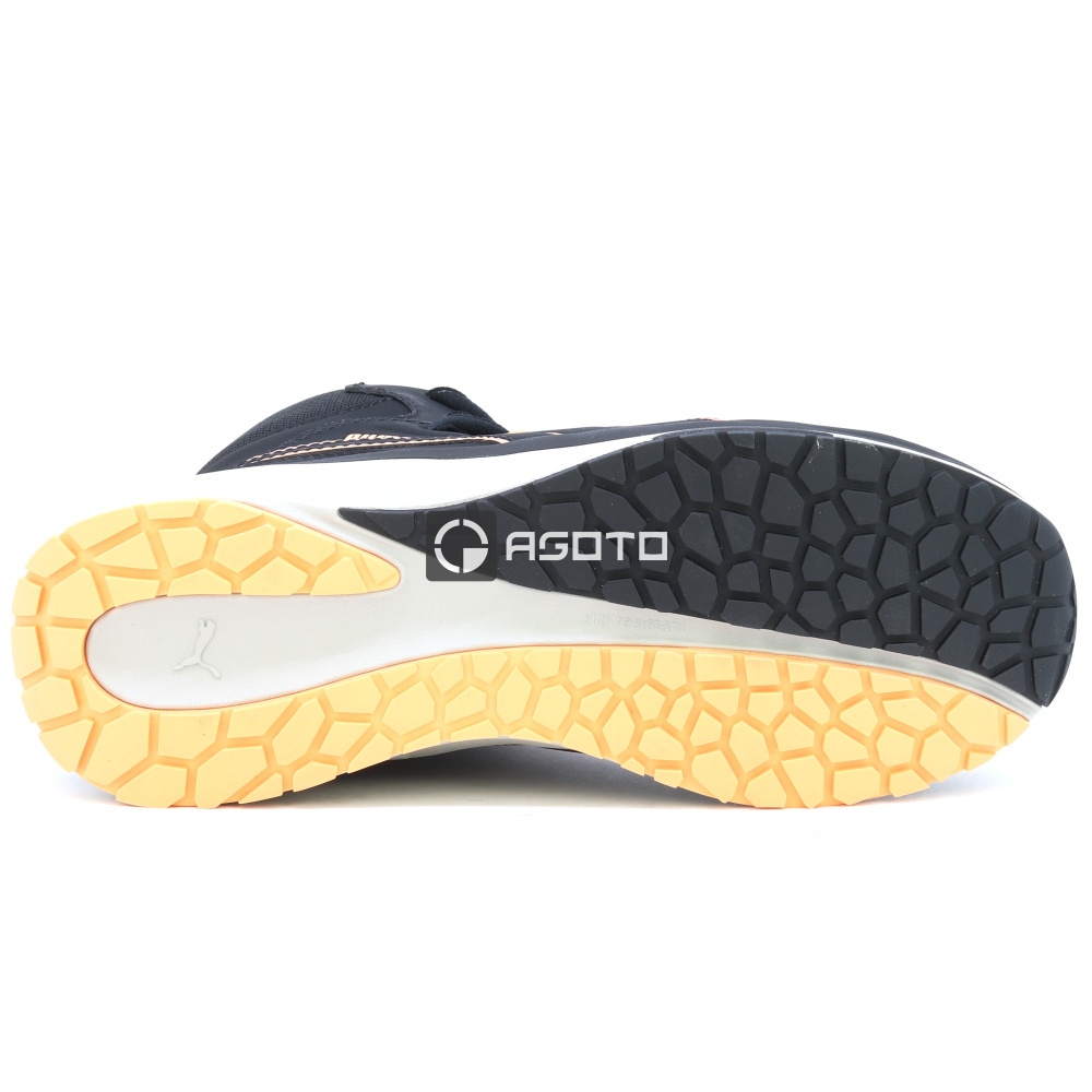 részlet Puma Safety Stepper Mid S3 ESD női munkavédelmi cipő fekete könnyű kényelmes