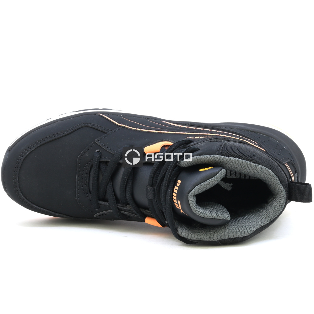 részlet Puma Safety Stepper Mid S3 ESD női munkavédelmi cipő fekete könnyű kényelmes