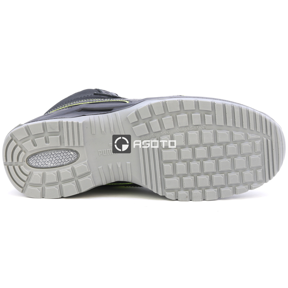 részlet PUMA Krypton DISC MID S3 ESD fekete férfi bőr munkavédelmi cipő gyorsfűzéssel