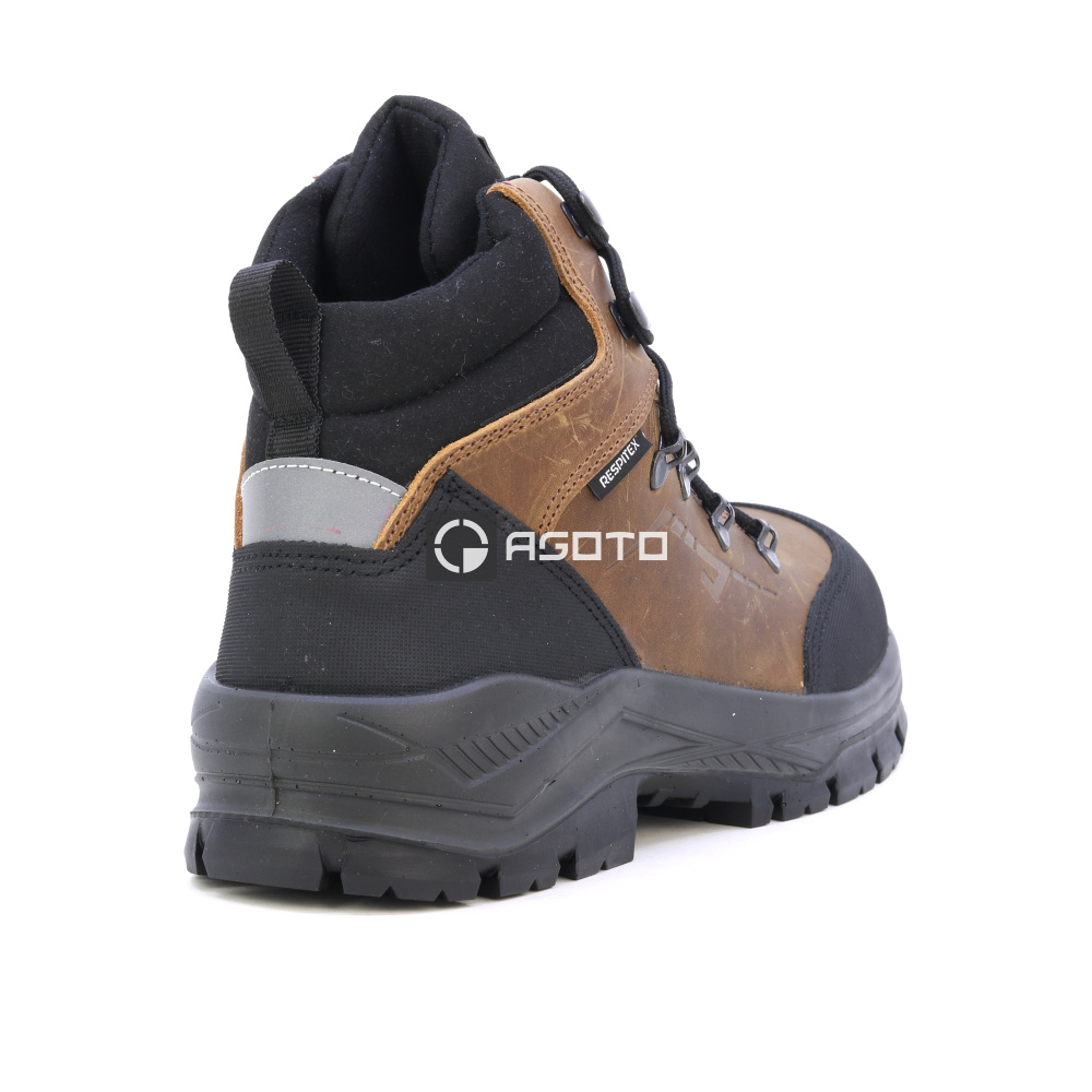 részlet BICAP Argine Mid S7S barna férfi bőr munkavédelmi cipő Respitex® membránnal