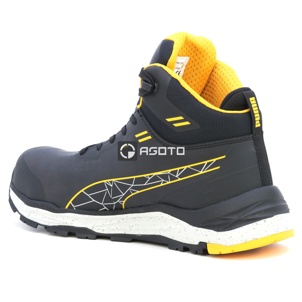 részlet PUMA Xplore Mid S3 fekete férfi könnyű munkavédelmi cipő, puha lépéskomfort