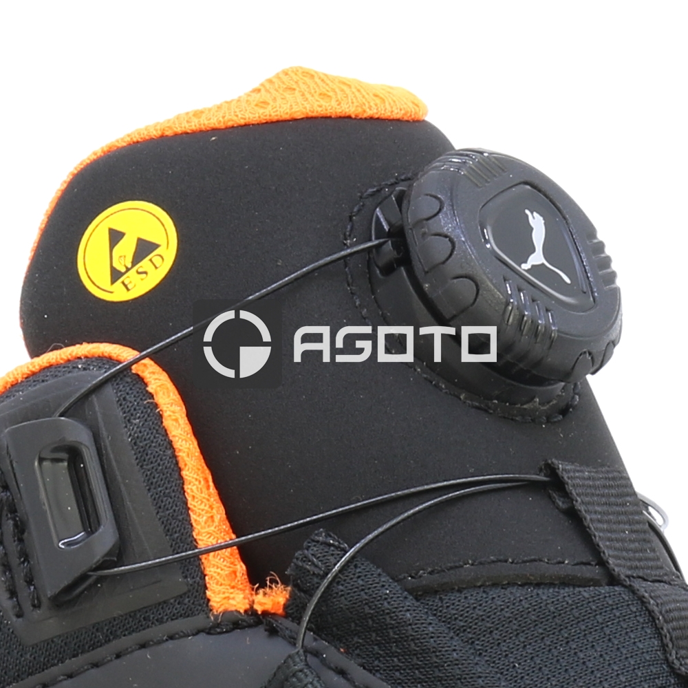 részlet PUMA Kanyon Disc Mid S3 fekete férfi könnyű munkavédelmi cipő, puha lépéskomfort