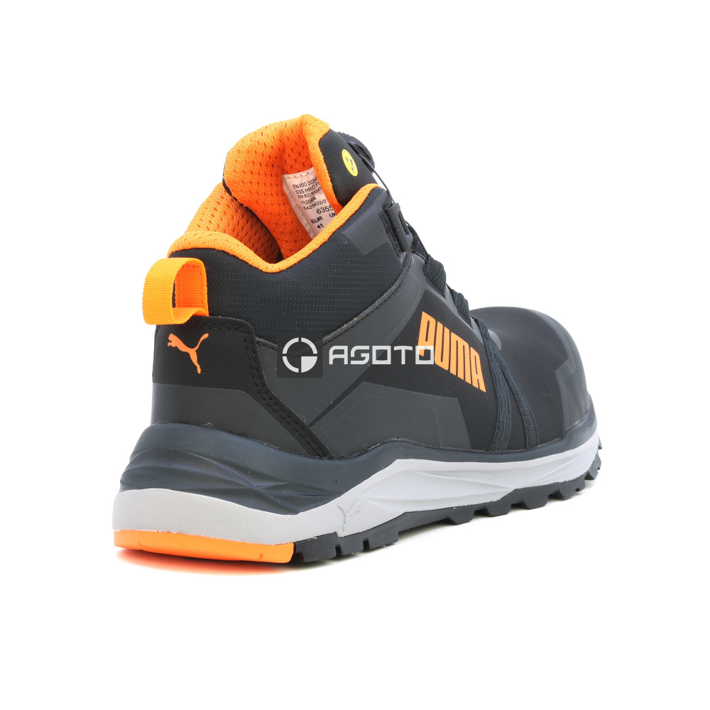 részlet PUMA Kanyon Disc Mid S3 fekete férfi könnyű munkavédelmi cipő, puha lépéskomfort