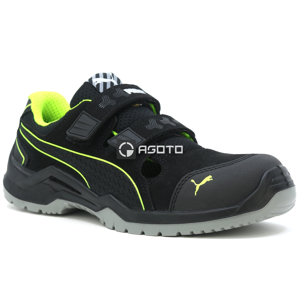 részlet PUMA Neodyme green low S1P ESD munkavédelmi cipő