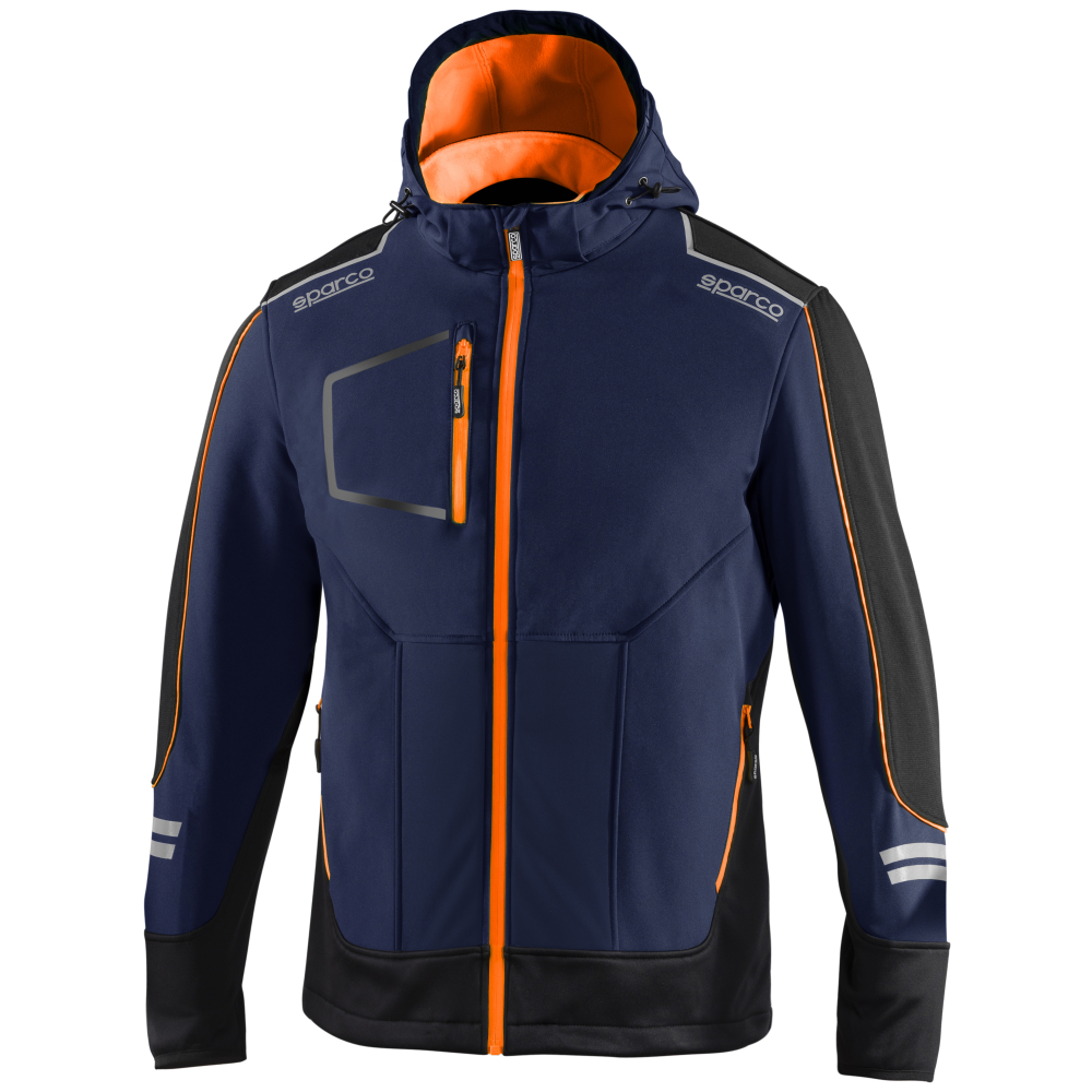 részlet SPARCO TECH York modrá pánská softshell bunda