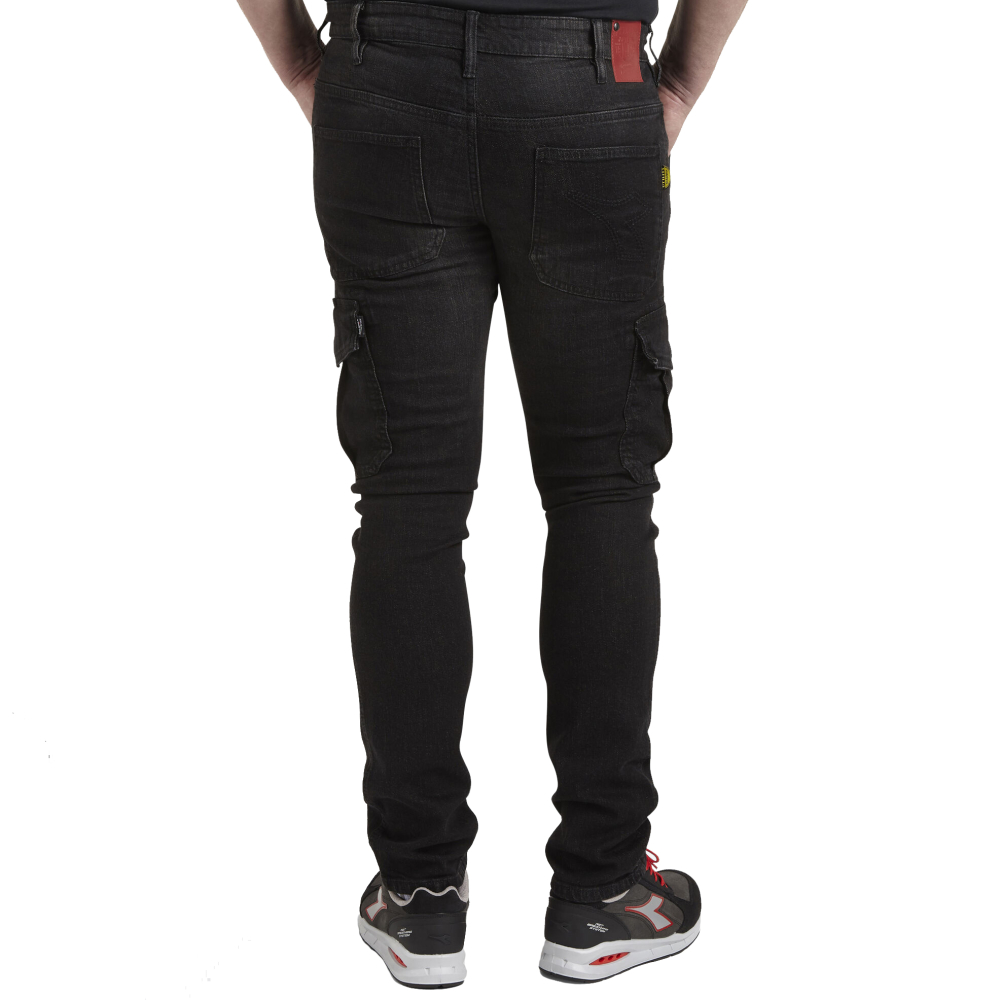 részlet DIADORA Stone Cargo černé pánské kalhoty Jeans Stretch AKCE