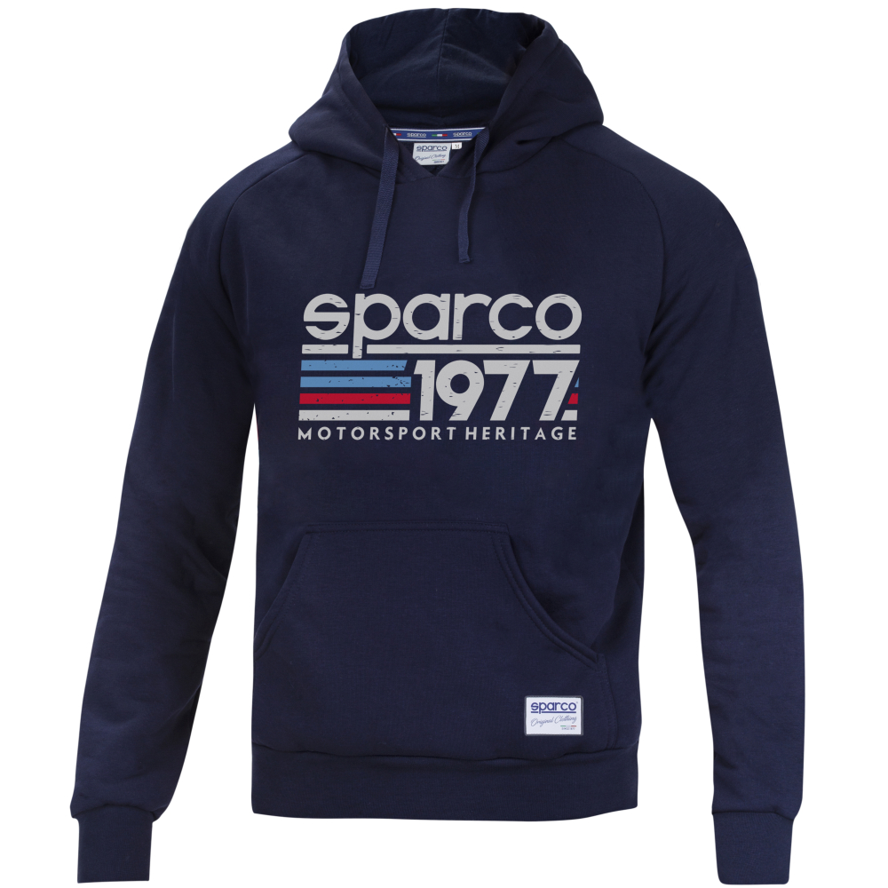 részlet SPARCO 1977 modrá pánská mikina