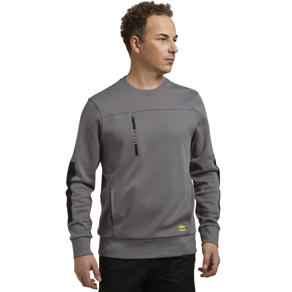 részlet DIADORA Crew Litework šedá pánská mikina ke krku