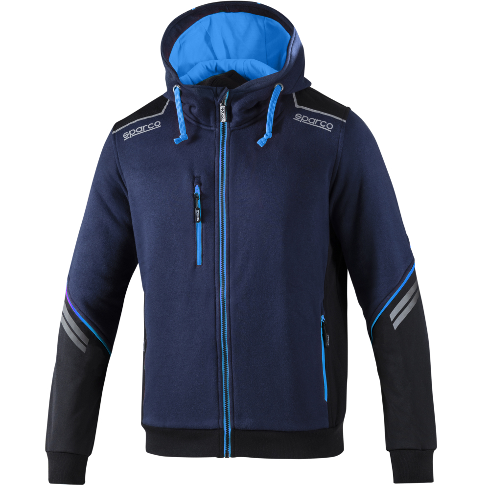 részlet SPARCO Colorado Tech Full Zip modrá pánská mikina/bunda