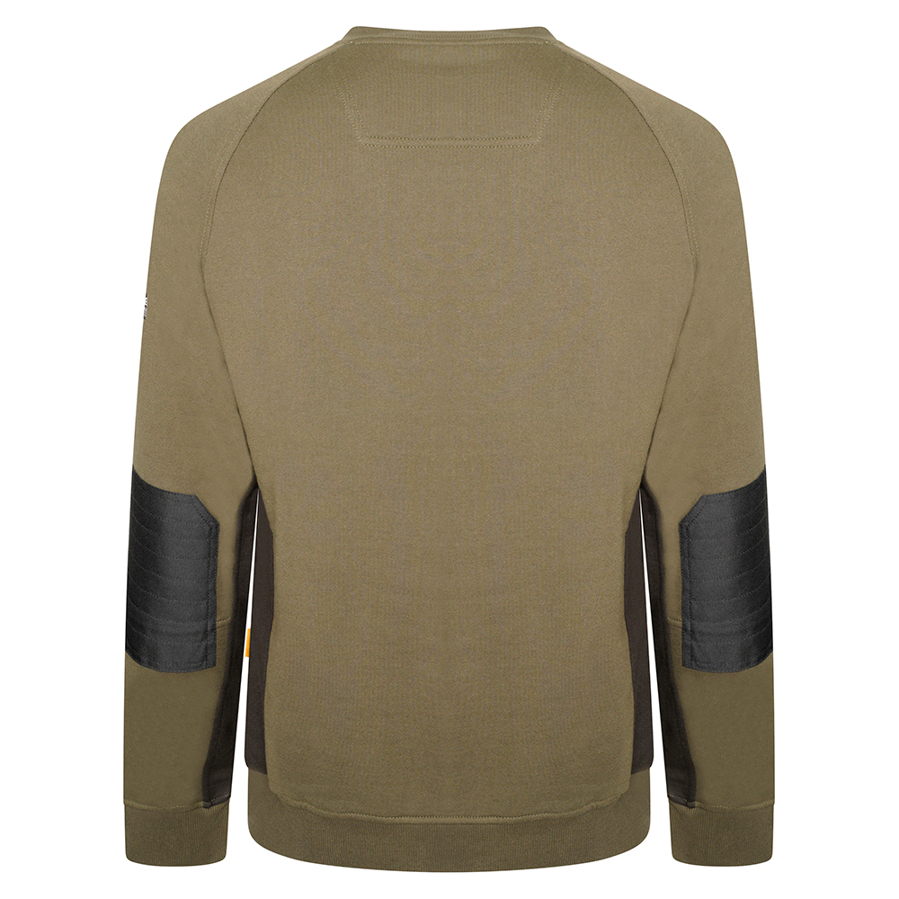 részlet JCB Trade Crew olive green férfi pulóver