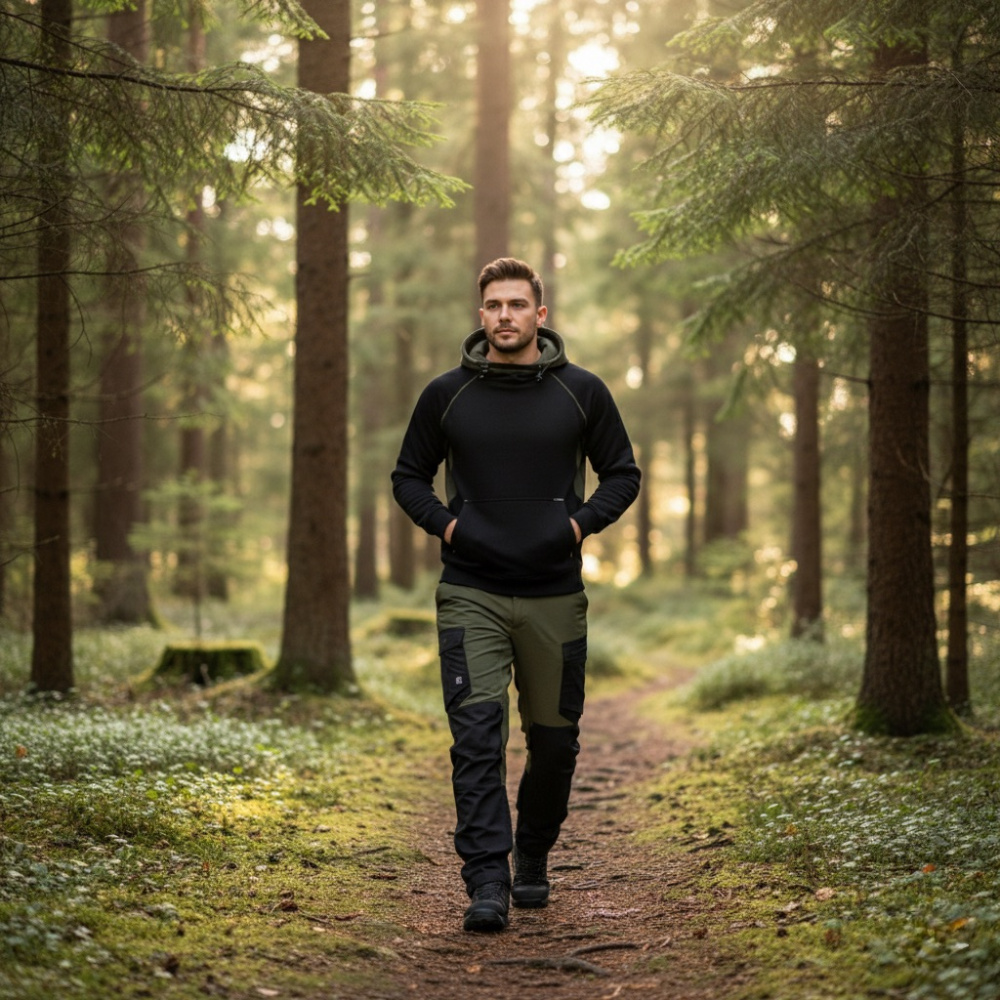 részlet Asoto Vindel férfi pulóver fekete, egész éves, kényelmes pamut