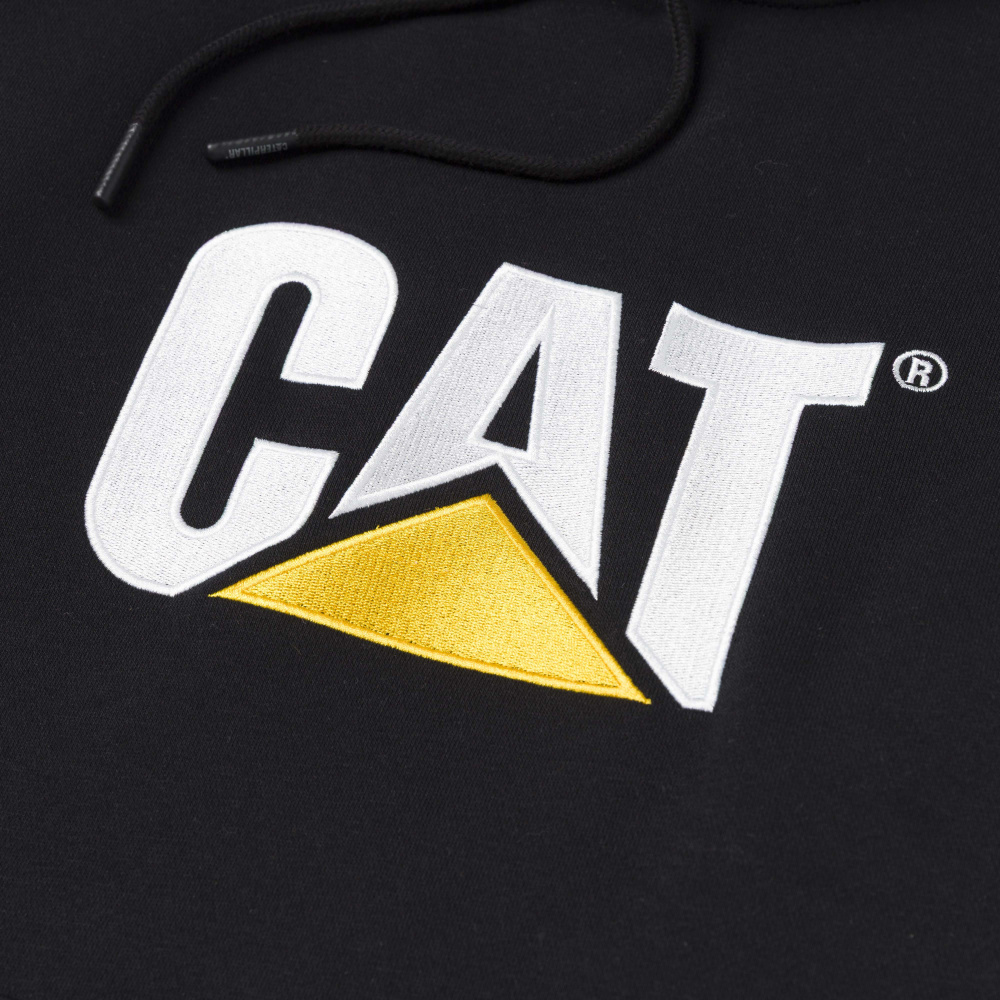 részlet CATERPILLAR TM Hooded fekete férfi kapucnis pulóver CAT logóval