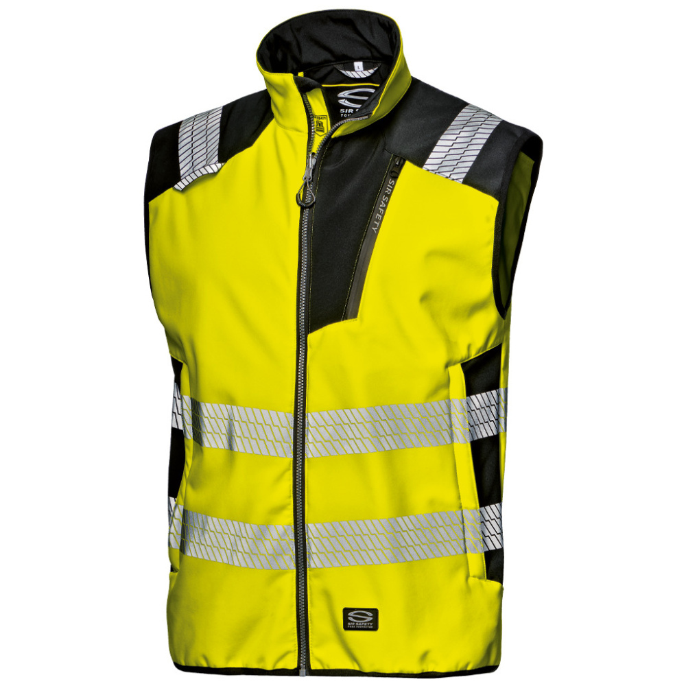 részlet SIR Storm sárga férfi könnyű fényvisszaverő softshell mellény munkához, vízleper