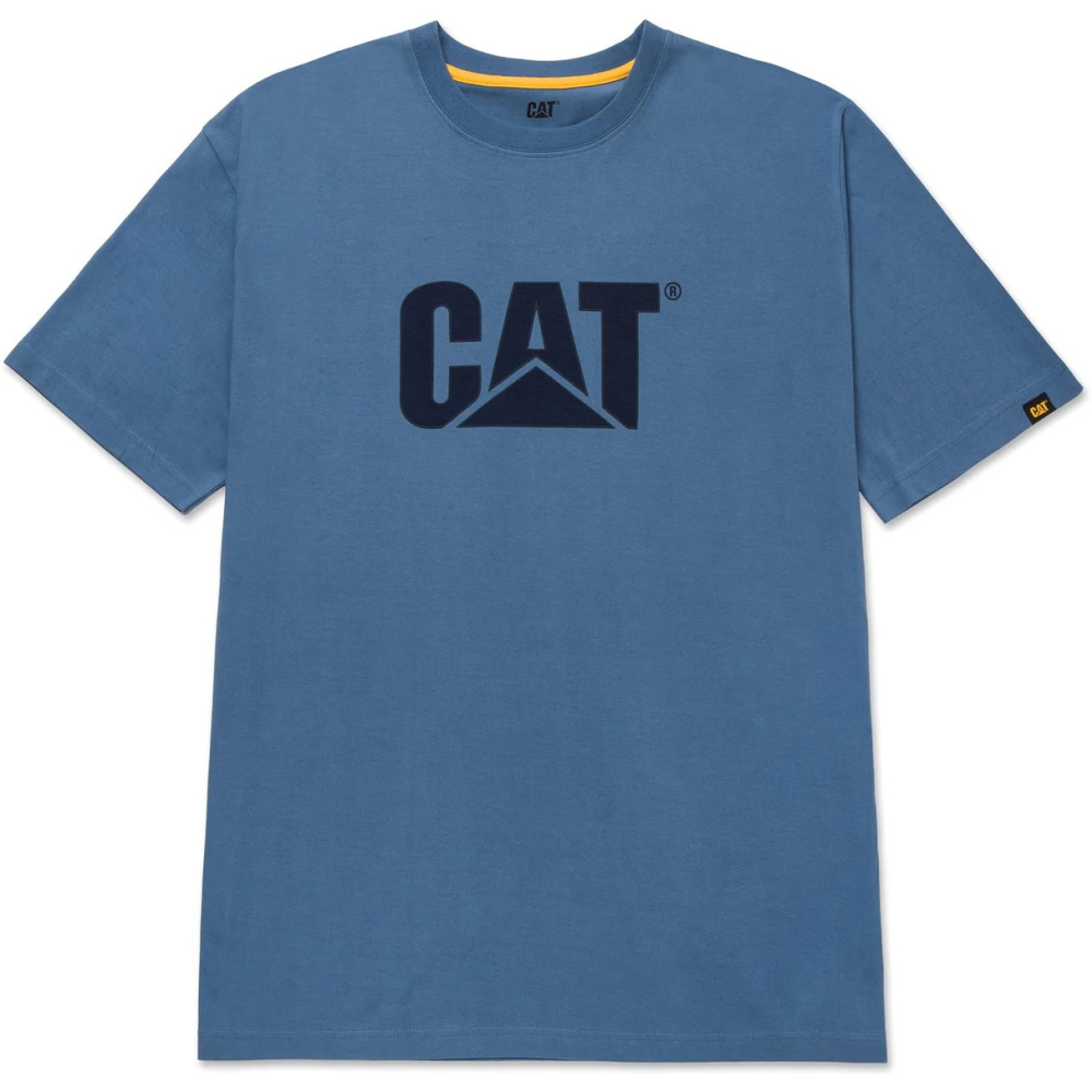 részlet Caterpillar Trademark Logo kék férfi póló, 100% pamut a nagyobb kényelemért