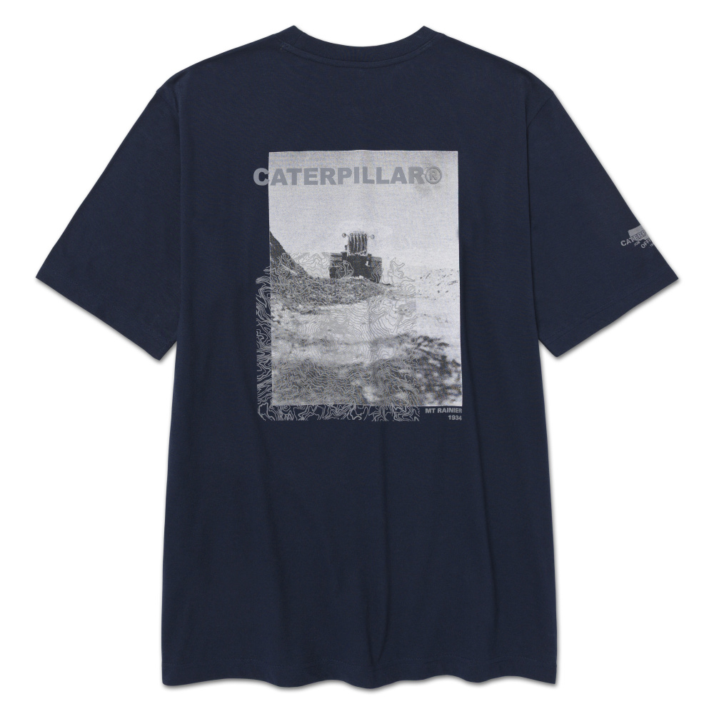 részlet CATERPILLAR Graphic Tee szürke férfi póló, kényelmes, modern, látványos CAT mint