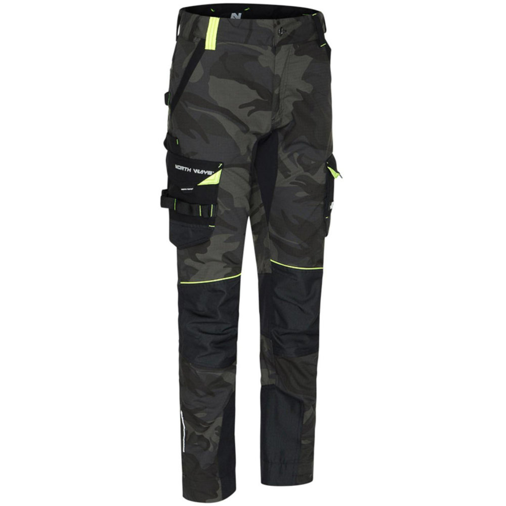 részlet NORTH WAYS Mirage hnědé pánské pracovní kalhoty Premium Stretch