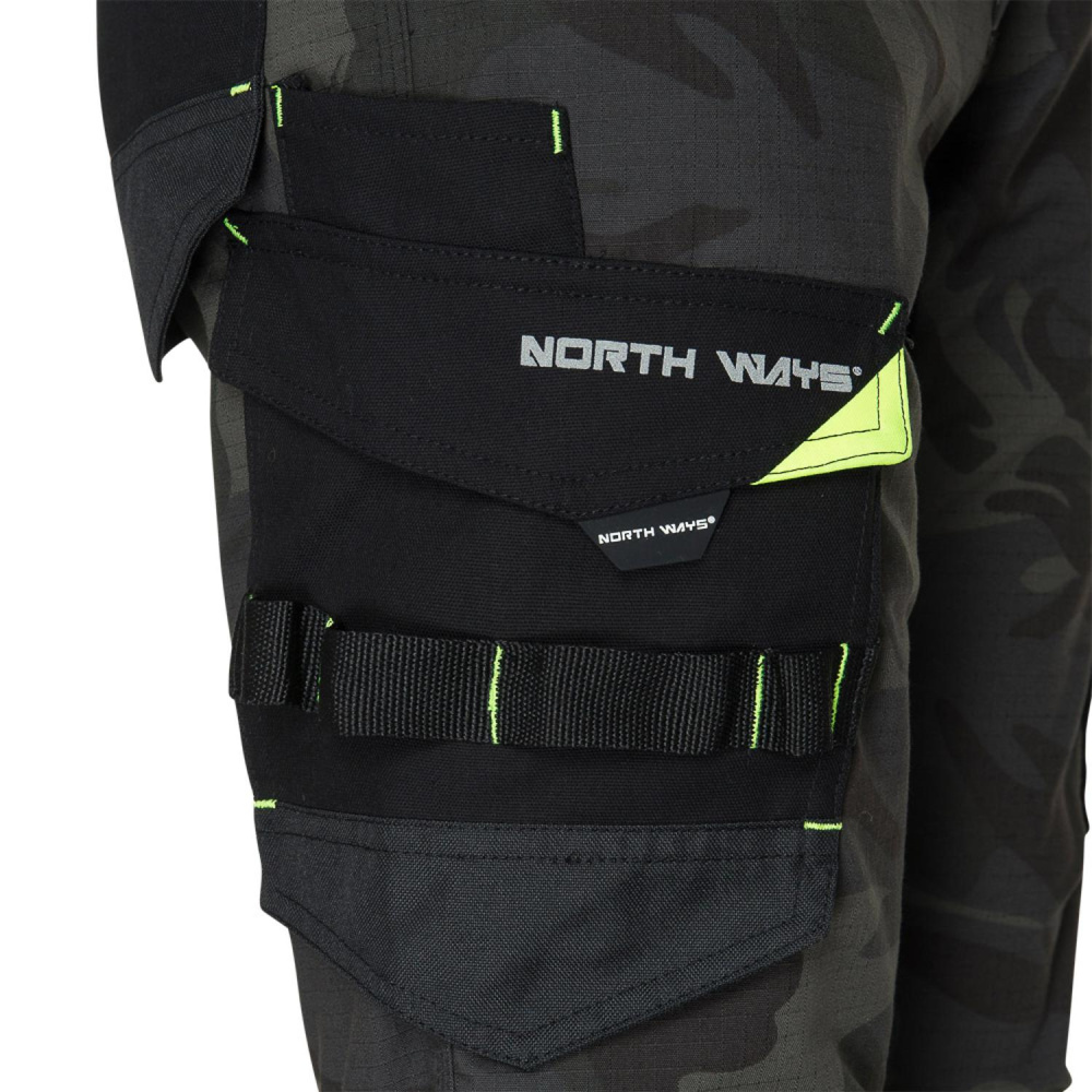 részlet NORTH WAYS Mirage hnědé pánské pracovní kalhoty Premium Stretch