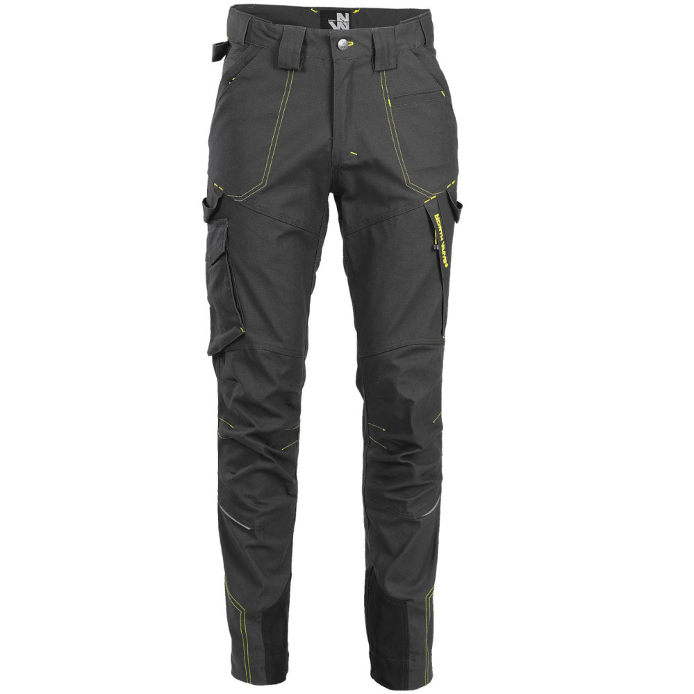 részlet Nine Worths Killy szürke férfi Canvas Stretch munkanadrág, strapabíró és rugalma