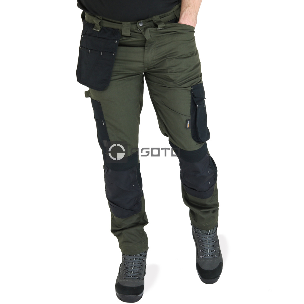 részlet TOWORKFOR Holster olívazöld férfi könnyű munkanadrág Cordura® megerősítéssel