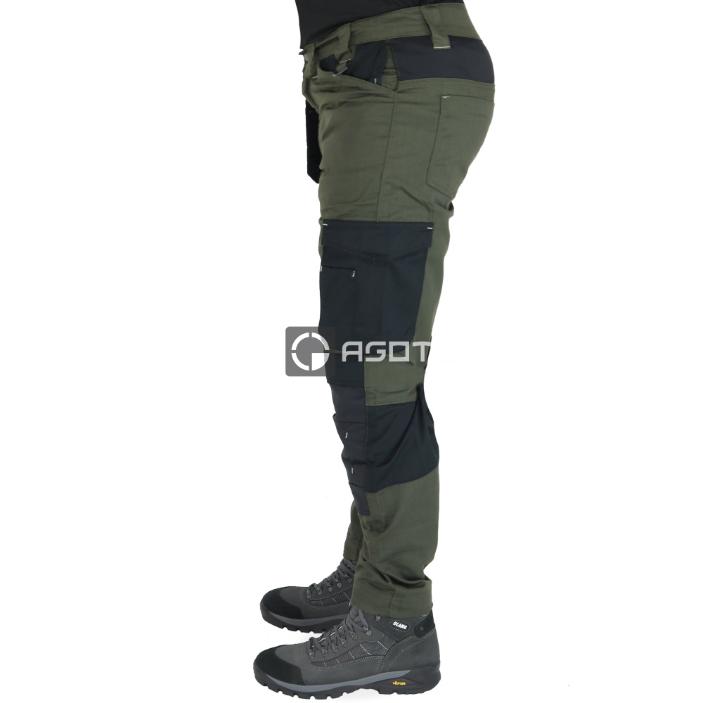 részlet TOWORKFOR Holster olívazöld férfi könnyű munkanadrág Cordura® megerősítéssel