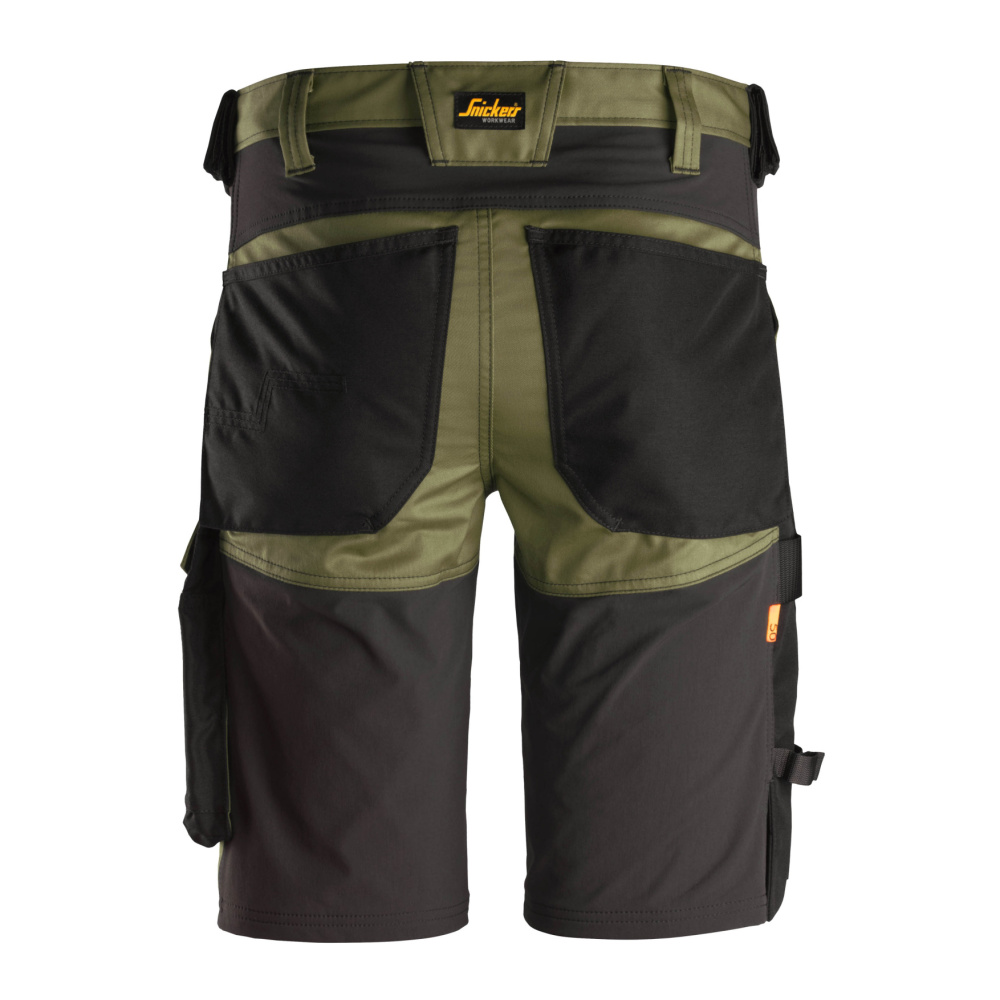 részlet SNICKERS AllroundWork Stretch khaki férfi rövidnadrág