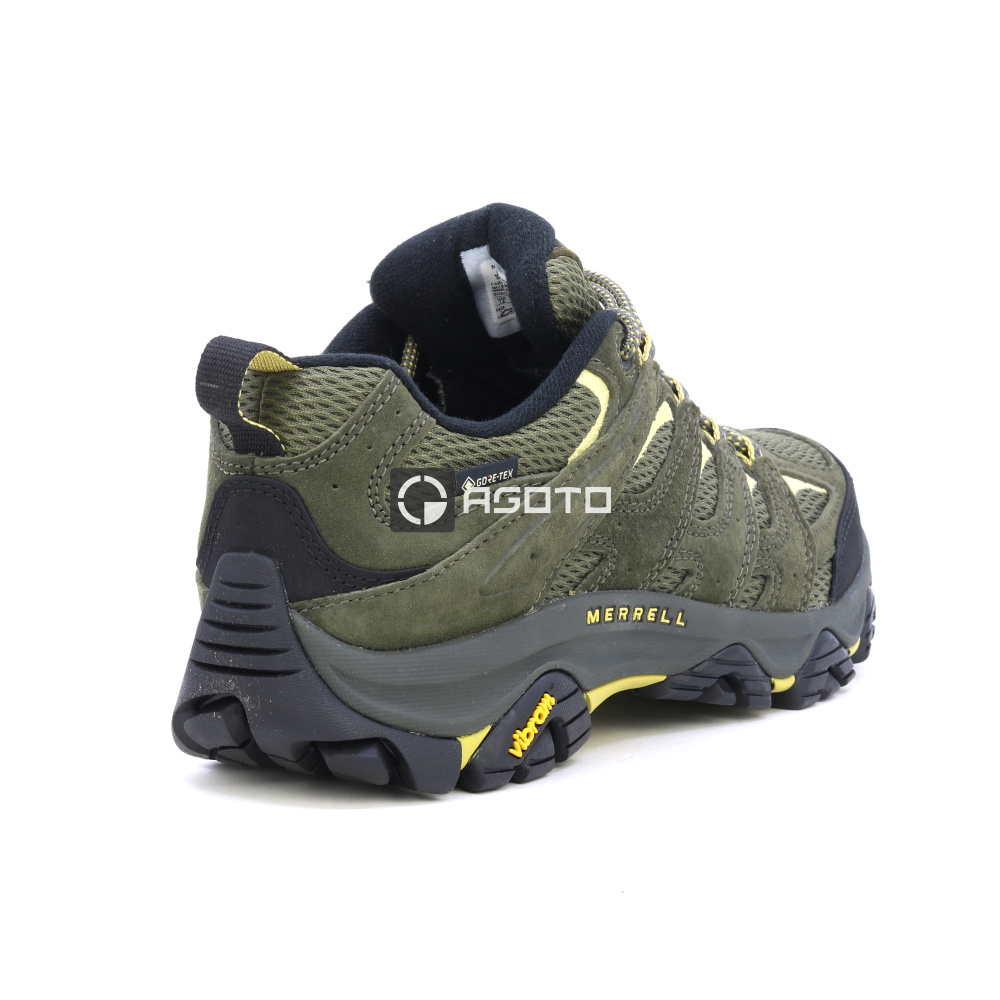 részlet MERRELL Moab 3 GTX olívazöld férfi bőr túracipő, Gore-Tex® membrán