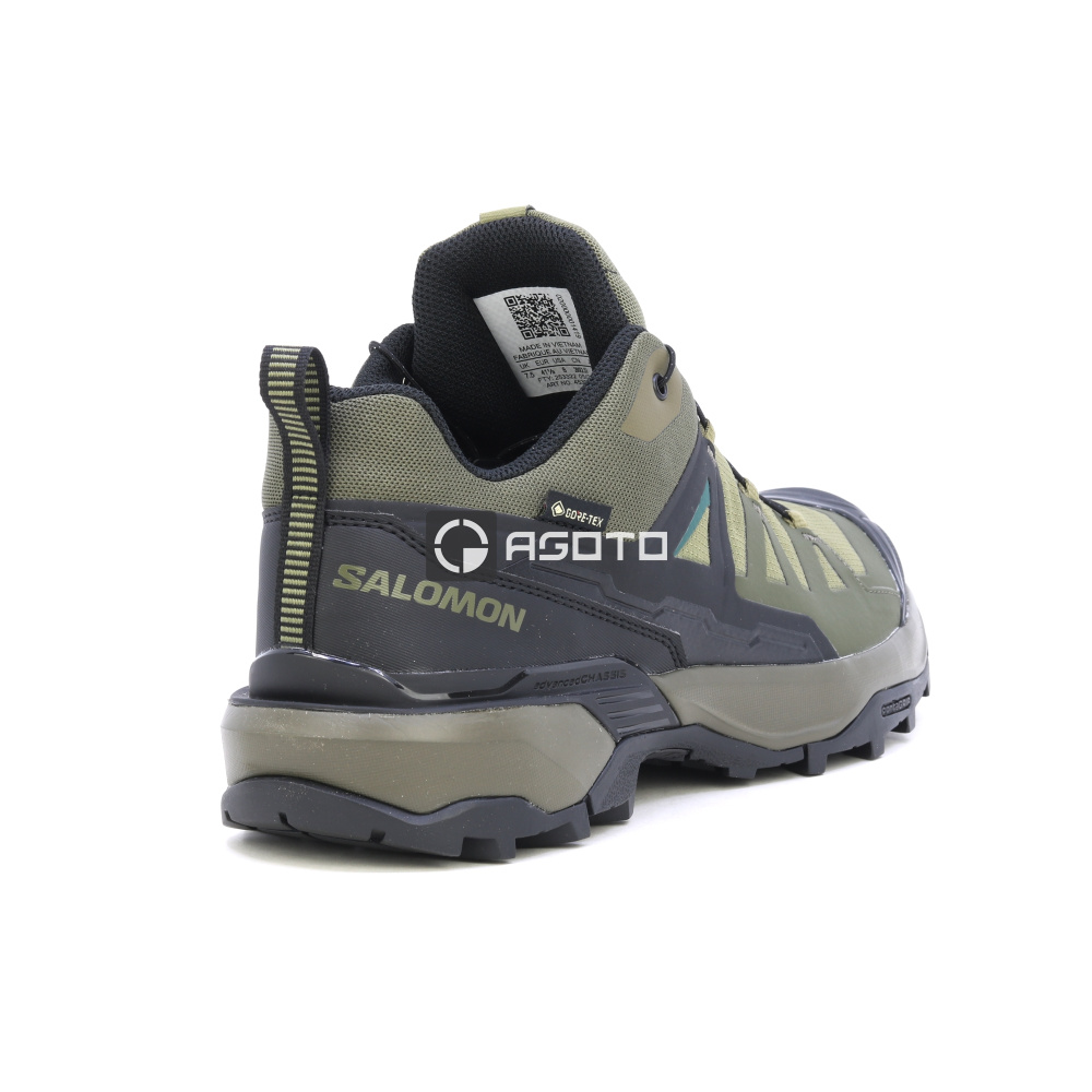 részlet SALOMON X ULTRA 360 GTX olívzöld férfi outdoor cipő Gore-Tex membránnal