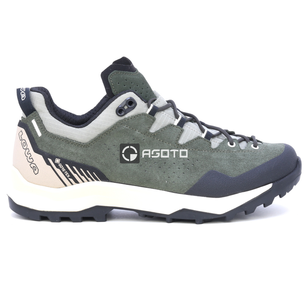 részlet LOWA Explorer GTX zöld férfi bőr outdoor cipő GORE-TEX membránnal
