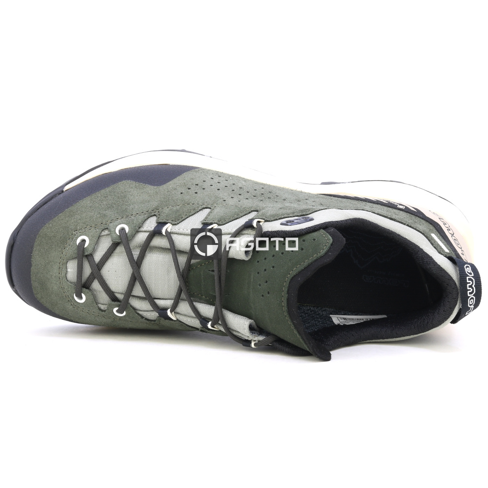 részlet LOWA Explorer GTX zöld férfi bőr outdoor cipő GORE-TEX membránnal