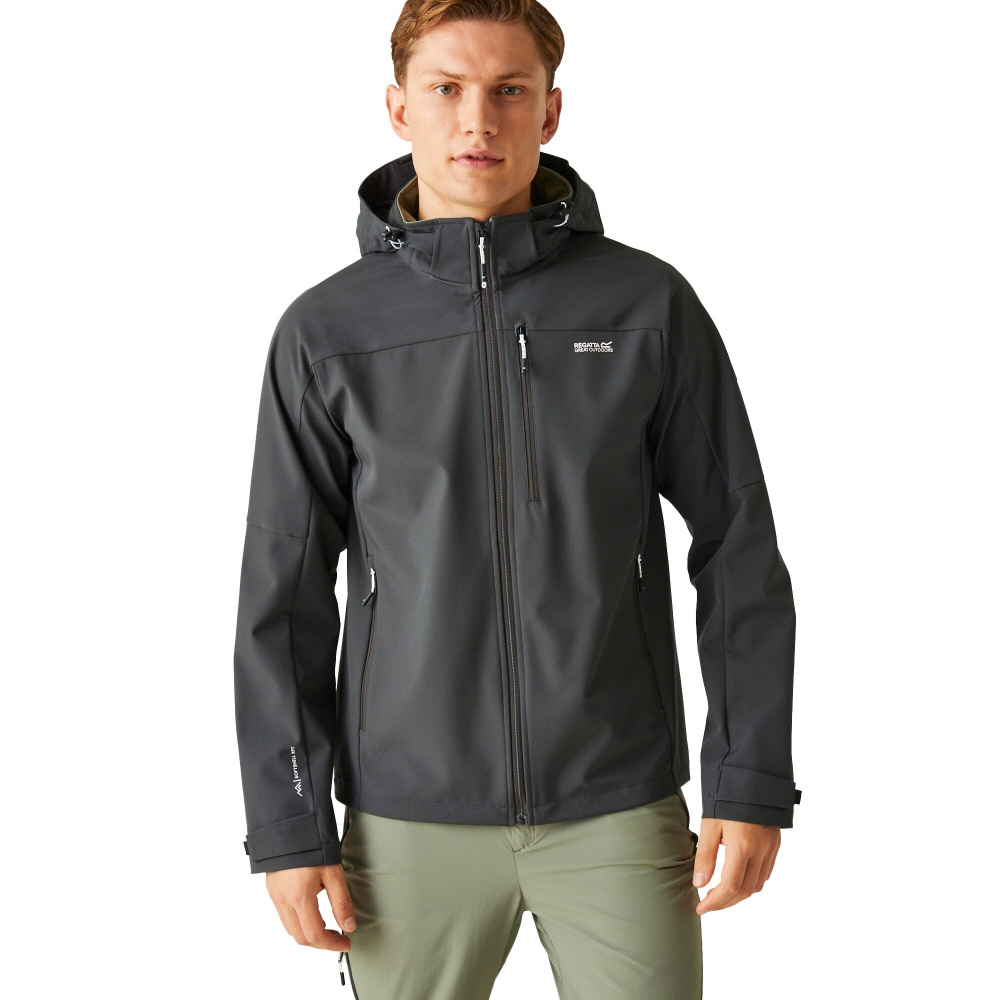 részlet REGATTA Arana szürke férfi softshell outdoor kabát, légáteresztés 10 000 g/m2/24