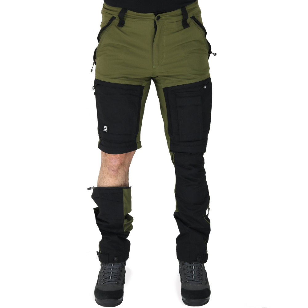 részlet Asoto Vattern Zip-Off olív színű férfi outdoor nadrág DWR bevonattal, lecipzároz