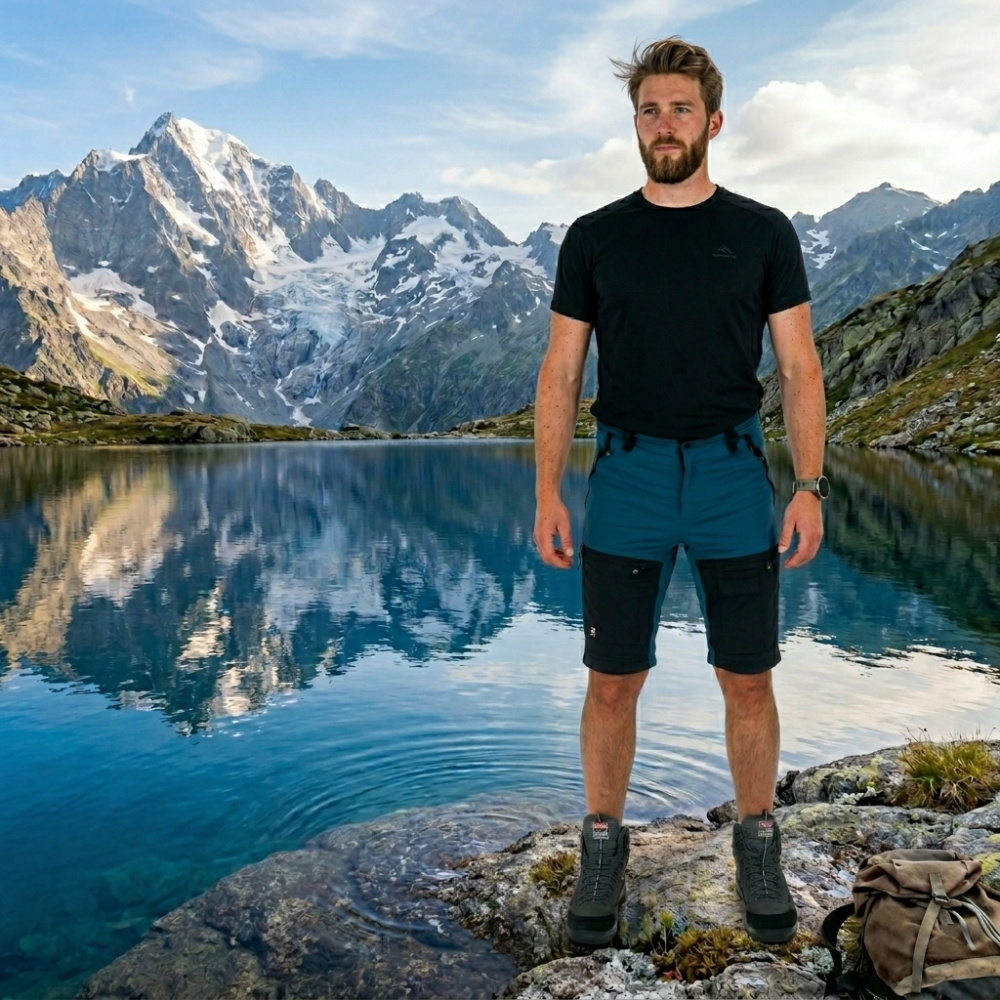 részlet Asoto Vattern Zip-Off férfi kék profi outdoor nadrág DWR kezeléssel, levehető sz