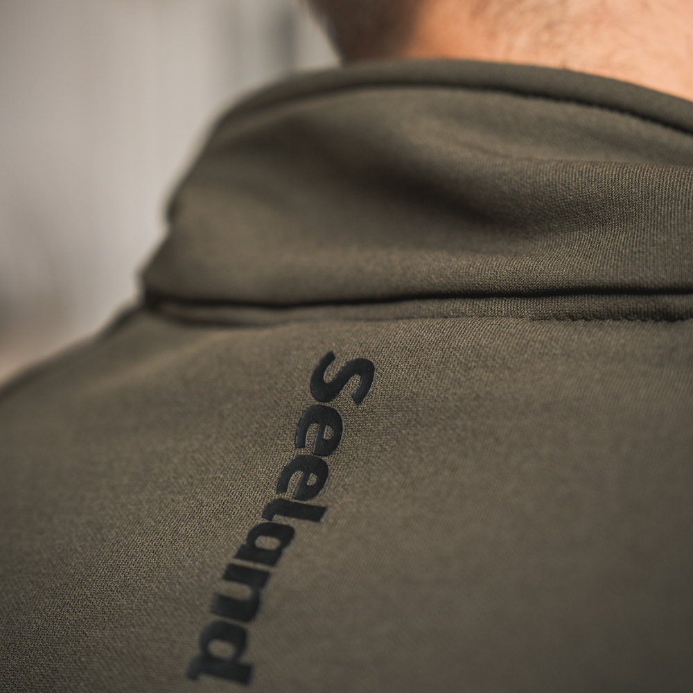 részlet SEELAND Denmark Tidal olívazöld férfi outdoor kabát, kényelmes, 4 irányú stretch