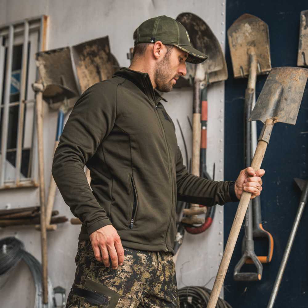 részlet SEELAND Denmark Tidal olívazöld férfi outdoor kabát, kényelmes, 4 irányú stretch