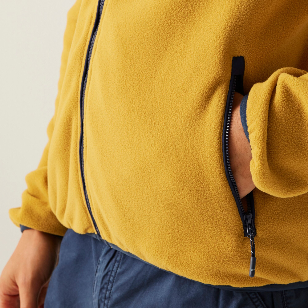 részlet REGATTA Frankie F/Z sárga férfi outdoor polár pulóver, kényelmes és kellemes vis