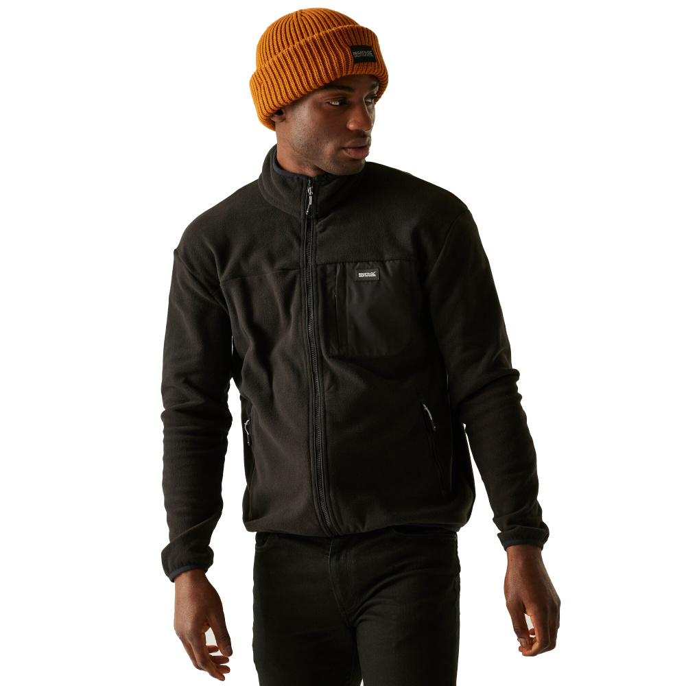részlet REGATTA Frankie F/Z fekete férfi outdoor polár pulóver, kényelmes és kellemes