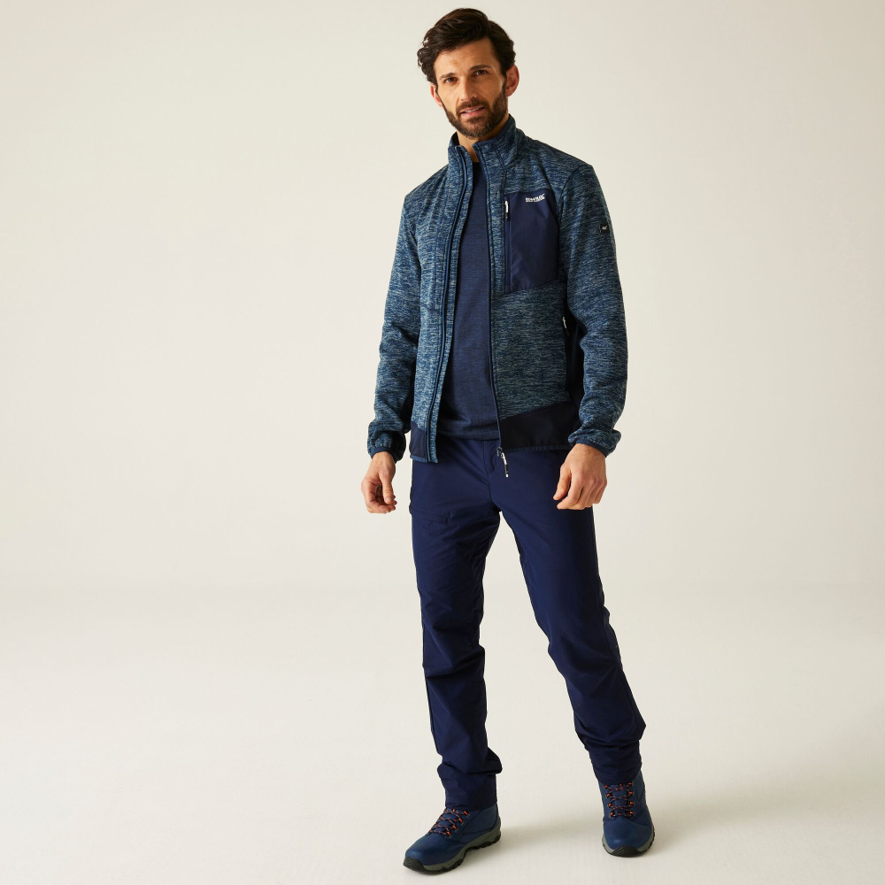 részlet REGATTA Baslinn kék férfi funkcionális outdoor pulóver természetbe, kerékpározás