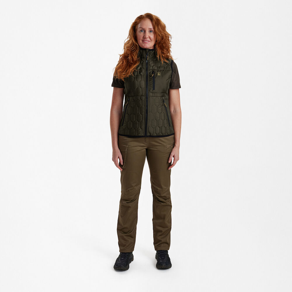 részlet Deerhunter Denmark Lady Mossdale olívazöld női steppelt mellény