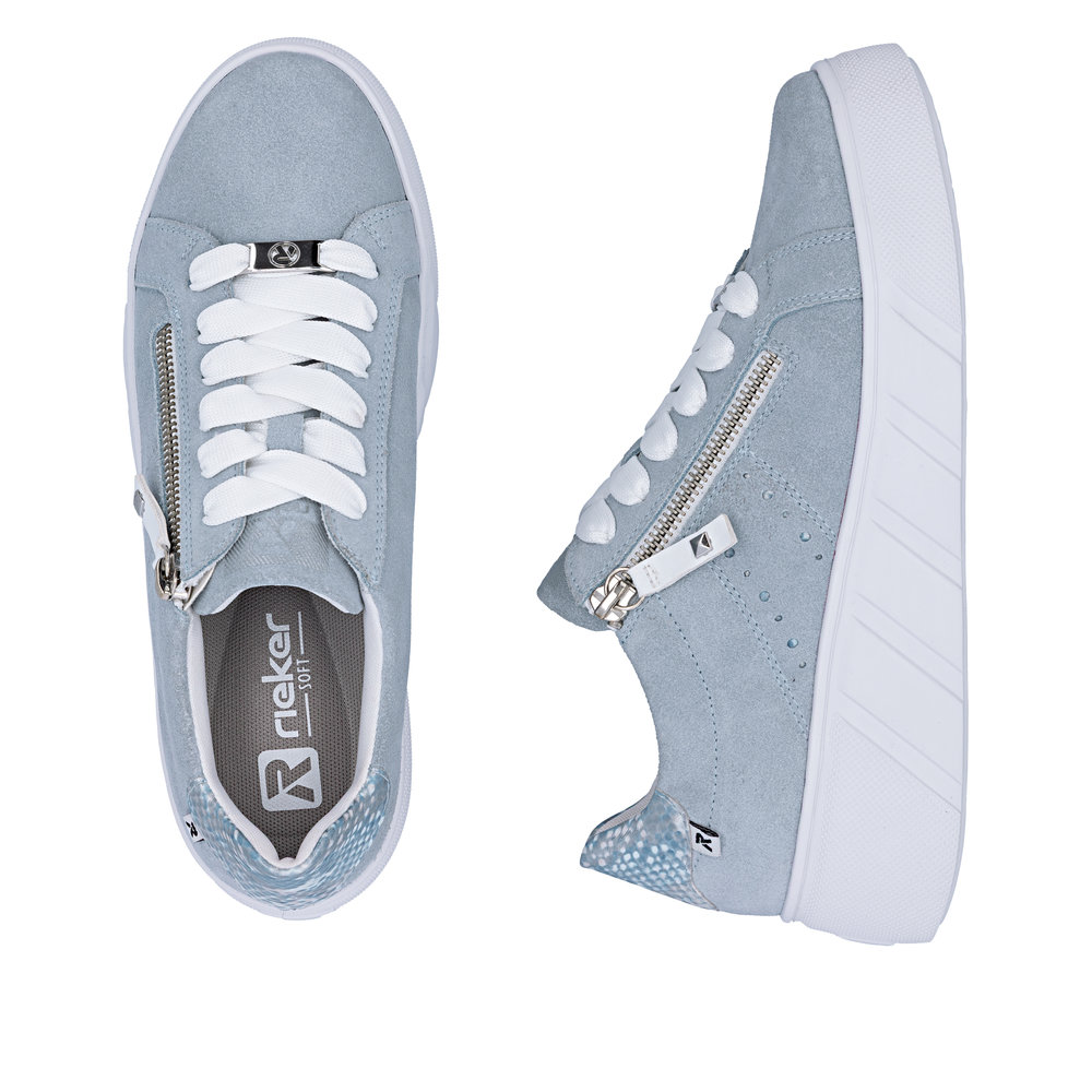 részlet RIEKER W2605-12 kék női modern bőr sportcipő városi viseletre