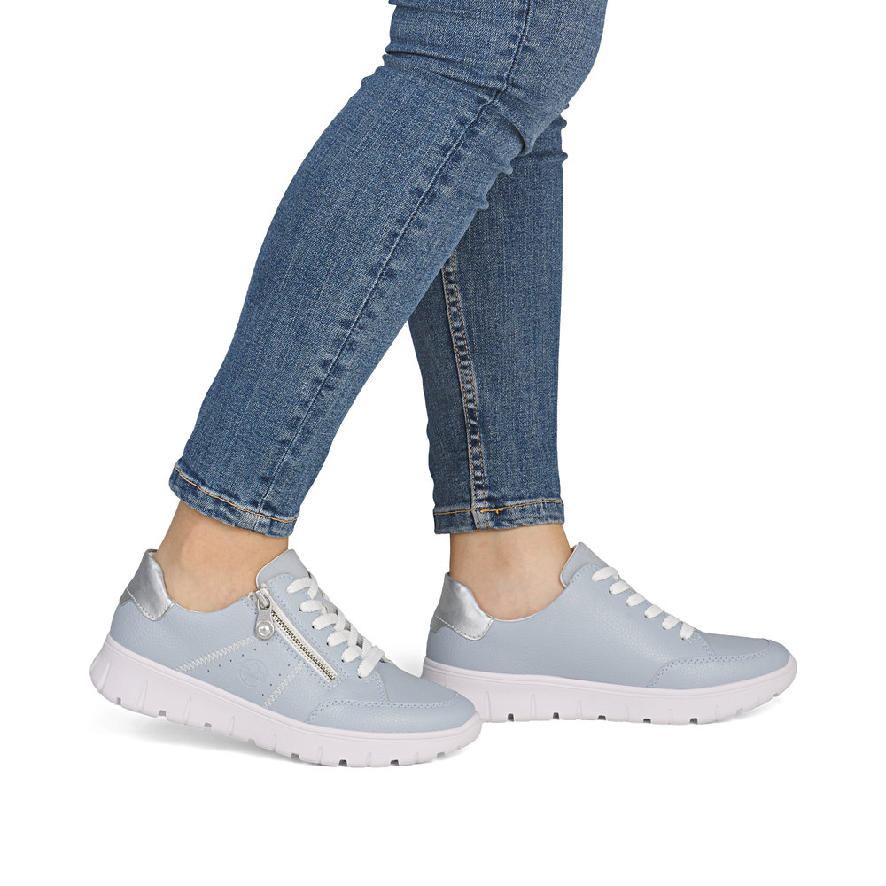 részlet RIEKER N1313-12 kék női sneaker természetes bőrből Antistress talppal